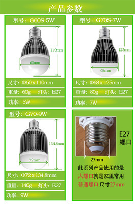 【高芯節(jié)能LED燈泡 室內(nèi)照明超亮球泡 E27螺口 9W 正白色光源批發(fā)】價格,廠家,圖片,LED球泡燈,深圳市高芯照明技術(shù)-